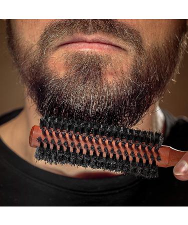 ZilberHaar Styler Hair and Beard Brush - 1.3 Stiff Boar Bristles - Round Brush with Pearwood Handle - 222 Bristle Plugs - Beard Grooming Brush for Men - Buy Online on SooperMarket.com