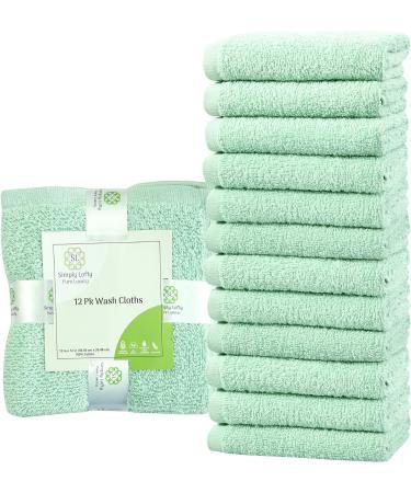 Premium 100% Cotton Washcloth Set - Aqua Mint (12 Pack) | Highly Absorbent Facial Fingertip Towels for Bathroom by SIMPLY LOFTY - Buy Online on SooperMarket.com