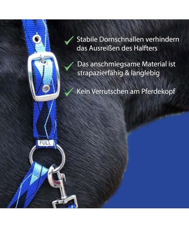 Premium Blue Horse Halter - Fur Lined Available in XFull Pony Cob Warmblood Sizes | Durable & Stylish - Buy Online on SooperMarket.com