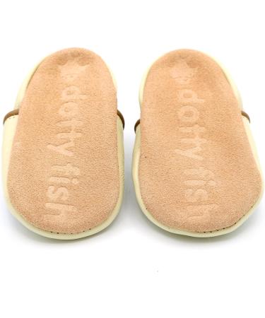 Dotty Fish Soft Leather Toddler Shoes | Non Slip Animal Designs for Boys & Girls | Cream & Brown Lion | 2-3 Years - Buy Online on SooperMarket.com