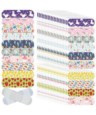 300 Pieces 10 Styles Kids Cartoon Bandages Flexible Adhesive Colorful Cute Bandages Waterproof Knuckle Fingertip Breathable Stickers Protection Care Cuts for Girls Boys Children(Cute)