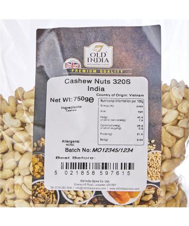 Old India Cashew Nuts 320S India 750g Cashews 750 g (Pack of 1) - Buy Online on SooperMarket.com