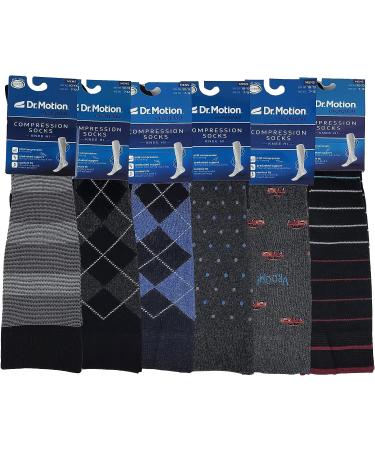 Dr. Motion Men 6-Pack Compression Knee High Socks - Assorted Designs - Buy Online on SooperMarket.com