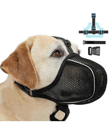 Muzzle for large dogs breathable dogs muzzle pet mask dog muzzle with reflective & adjustable strap dog mucky basket to prevent eating biting chewing XL network