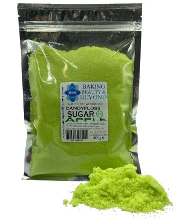 Baking Beauty and Beyond Premium Floss Sugar for Cotton Candy - Floss Sugar with Natural Ingredients for all Occasion Bulk Floss Sugar 400g - Apple
