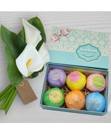 6 XXL Bath Bombs Gift Set with Dead Sea Salt, Cocoa & Shea Butter - Birthday, Mom, Girls, Him, Kids - Perfect Addition to Bath Basket - Buy Online on SooperMarket.com