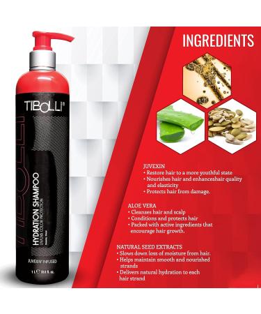 TIBOLLI Hydrating Hair Shampoo with Argan Oil - 33.8 Fl Oz | Moisturizing Dye-Free Paraben & Sulfate-Free Repair for Damaged Hair - Buy Online on SooperMarket.com