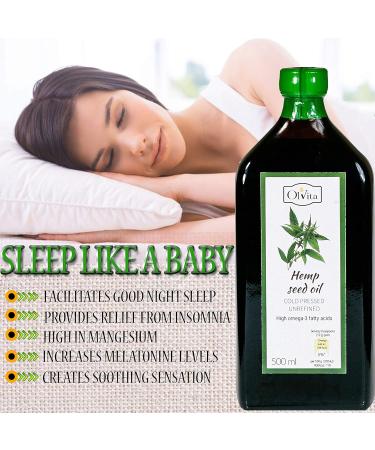 Ol Vita: Cold Pressed Hemp Seed Oil Raw Unrefined NO Additives Pure and Natural Supplement 500ml - Buy Online on SooperMarket.com