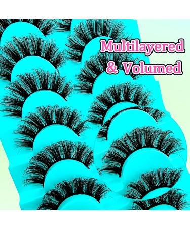 7 Pairs of 3D False Eyelashes Cat Eye Fluffy Volume D Curl Cat Eye Artificial Eyelashes Natural Look Reusable Handmade Faux Mink Makeup Eyelashes (BH02) 7B-D-Curl-H02 - Buy Online on SooperMarket.com