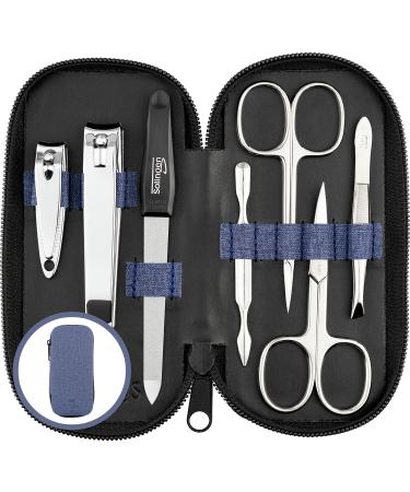 Manicure Set Solingen - comparison winner with top/performance - Art leather case handy and soft - 7 -part nail set for women and gentlemen marqus made of brilliant polished steel 8. Jeans