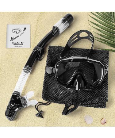Zipoute Snorkel Set for Adults - Anti-Leak Panoramic Lens, Adjustable Gear for Scuba Diving and Swimming (Black) - Buy Online on SooperMarket.com