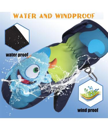 FAYHIJUN Waterproof Kids Mittens - Thermal Fleece Lined Winter Gloves for Age 4-6 Boys Girls - Navy Blue - Ideal for Skiing, Snowboarding, and Outdoor Activities - Buy Online on SooperMarket.com
