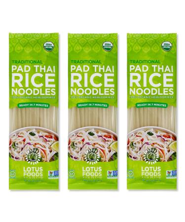 Lotus Foods Organic Traditional Pad Thai Rice Noodles (PACK OF 3) Traditional 3 Pack
