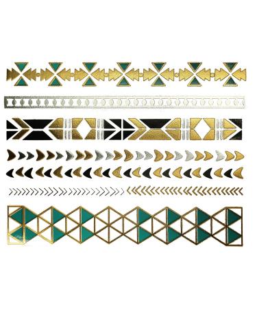 Gold Turquoise Metallic Temporary Tattoos - 75+ Boho Designs - Waterproof & Long Lasting - Perfect for Beach & Festivals - Buy Online on SooperMarket.com