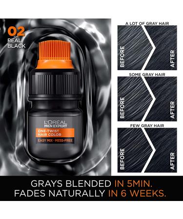 L'Oreal Paris Men Expert One Twist Mess Free Permanent Hair Color - Real Black 02 - Ammonia Free Dye to Cover Grays - Easy No Mix Application - 1 Kit - Buy Online on SooperMarket.com