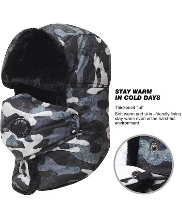 Trooper Trapper Hat with Ear Flap & Windproof Ski Mask - Gray - Buy Online on SooperMarket.com
