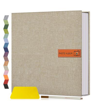 Popotop Large Photo Album Self Adhesive 4x6 5x7 8x10 Scrapbook Album DIY 60 Pages Picture Book,Gifts for Mom,Family Baby and Wedding,with Metal Pen and Plastic Board