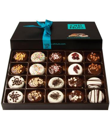 Chocolate Covered Cookie Gift Baskets | 20 Variety Gourmet Assortment Sandwich Cookies | Prime Elegant Box Gifts for Birthday, Anniversary, Holiday Season, Mom, Dad - Oh! Nuts Chocolate Covered Oreo