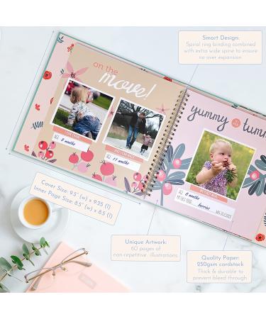 RubyRoo Baby Memory Book for Girls - 60 Page Hardcover Scrapbook for First 5 Years - Keepsake Photo Album and Milestone Journal - Perfect Baby Shower Gift - Buy Online on SooperMarket.com