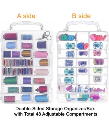 New brothread Double-Sided Storage Organizer/Box with Total 48 Adjustable Compartments  Removable Dividers for Embroidery and Sewing Threads  Embroidery Floss  Needles  Beads  Small Crafts & Toys - Buy Online on SooperMarket.com