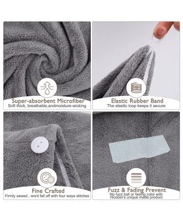 3 Pack Microfiber Hair Towel Wrap - Super Absorbent Fast Drying Caps for Curly, Long & Thick Hair | BEoffer Turbans in Gray, Pink & Blue - Buy Online on SooperMarket.com
