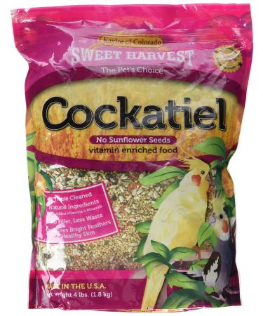 Sweet Harvest Cockatiel Bird Food (No Sunflower Seeds), 4 lbs Bag - Seed Mix for Cockatiels
