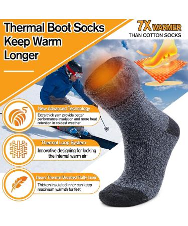 Welwoos 3 Pairs ThermoSocks for Men | Warm Thick Winter Ski Socks | Breathable Outdoor Socks 36-42 | Blue Gray Stripes - Buy Online on SooperMarket.com