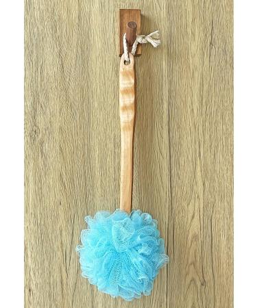 Shower Loofah Body & Back Scrubber | Exfoliating Luffa Bath Brush | Long Wooden Handle | Men & Women | Easy Reach | 2 Pack Blue - Buy Online on SooperMarket.com