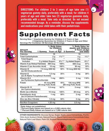 Nature's Truth Kids Multivitamin Gummies with Probiotics 60 Count Berry Punch Flavor | Vegetarian Non-GMO Gluten Free Supplement for Children's Health - Buy Online on SooperMarket.com