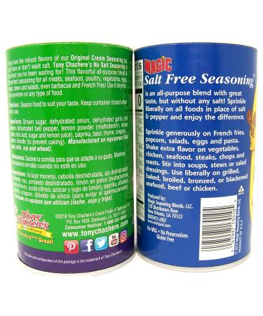 Salt Free Cajun Seasoning Bundle - Tony Chachere's & Chef Paul, 2-Pack Sodium-Free Seasonings and Spices - Buy Online on SooperMarket.com