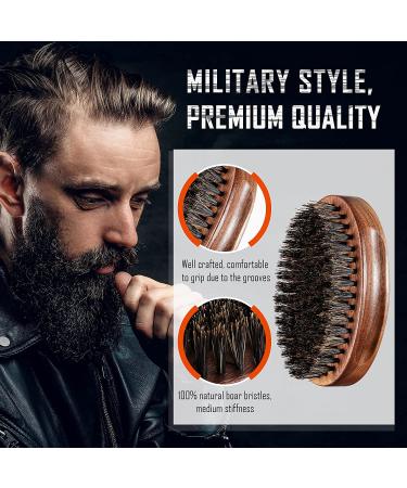 BFWood Boar Bristle Beard Brush - Premium Black Walnut Military Style - Buy Online on SooperMarket.com