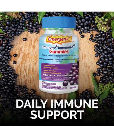 Emergen-C Immune+ 500mg Vitamin C Gummies Supplement Immune System Booster Elderberry 45 Gummies Elderberry 45 count (Pack of 1) - Buy Online on SooperMarket.com