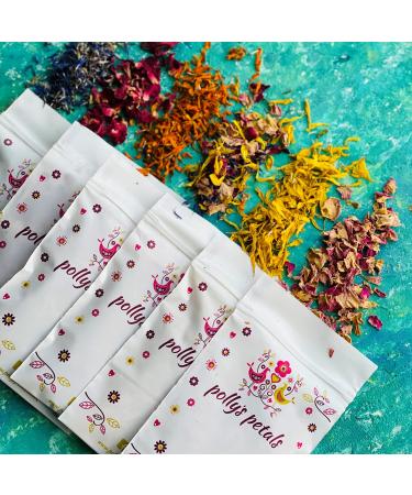 Edible Dried Flower Petal Cake Decorating Kit - 6 x 120ml Bags - Blue Cornflower Yellow & Orange Marigold Pink & Red Rose (231)