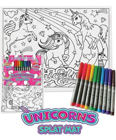 Splat Planet Unicorn Toddler Placemat with 10 Washable Magic Pens - Non-Toxic Color & Wash Out Mat - Buy Online on SooperMarket.com