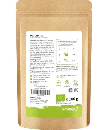 Buy Organic Matcha Powder 100g - 100% Natural Japanese Green Tea | Premium Quality | Additive-Free - bioKontor - Buy Online on SooperMarket.com