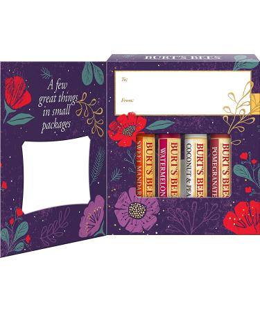 Burt's Bees Holiday Gift: 4 Lip Balm Stocking Stuffer Set - Beeswax Fruit Collection (Pomegranate, Sweet Mandarin, Coconut & Pear, Watermelon) - 4pk - Buy Online on SooperMarket.com