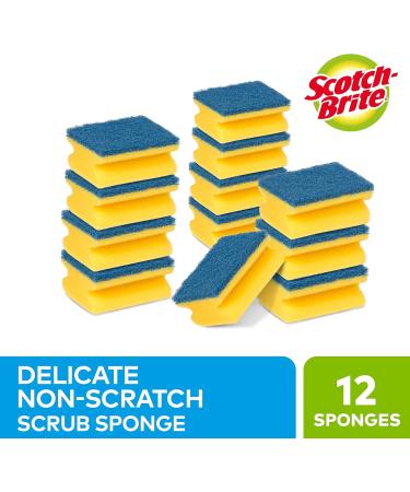 Scotch-Brite Delicate Non-Scratch Sponge Scourer 12 Pack - Non-Scratch Nailsaver Sponge for Non-Stick Cookware and Glass - Blue - Buy Online on SooperMarket.com