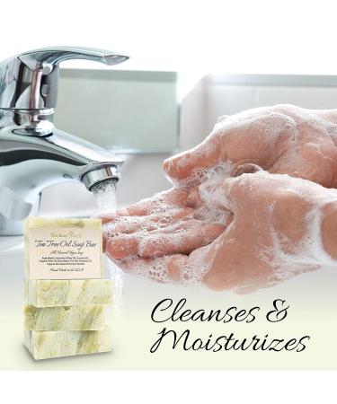 Tea Tree Oil Soap Bars - Handmade in USA, 4 Natural Bars for Face, Body, Hand & Foot Wash - Fights Acne, Itch & Body Odor - Non-GMO Ingredients - Buy Online on SooperMarket.com