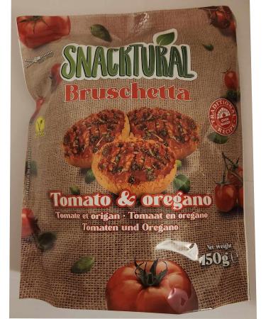 Bruschetta snack Tomato & oregan 4x150g. A tasty combination for enjoying a Healthy option for snacking or having a starter/accompaniant for any meal.
