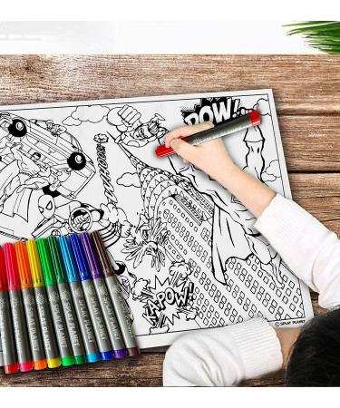 Splat Planet Superhero Cotton Toddler Placemat with 10 Washable Magic Pens - Buy Online on SooperMarket.com