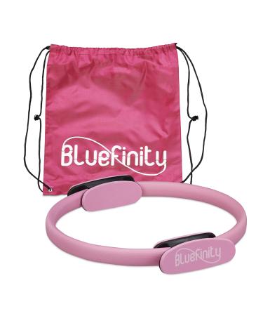Bluefinity Pilates Ring with exercises double handle padded resistance ring yoga fiberglass fitness ring 37cm pink 1