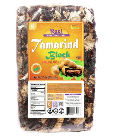 Rani Tamarind Block (Imli Slab) 35oz (2.2lbs) 1kg All Natural | No added sugar | Vegan | Gluten Friendly | NON-GMO | Kosher | Indian Origin Tamarind Slab Net Wt. 35oz (2.2lbs) 1kg