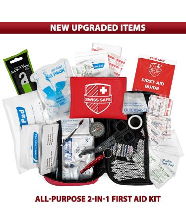 Swiss Safe 2-in-1 First Aid Kit (120 Piece) + Bonus 32-Piece Mini Kit - Compact & Lightweight for Emergencies at Home, Outdoors, Car, Camping, Workplace, Hiking & Survival - Buy Online on SooperMarket.com