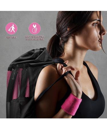 Fiteroc Weighted Fitness Hula Hoop for Adults - Detachable & Portable - Includes Jump Rope, Resistance Band, Carry Bag - Black/Pink - Buy Online on SooperMarket.com