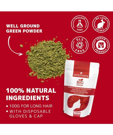 Orientana Organic Henna Hair Color - Mahogany Red | 100% Vegan & Natural Plant-Based Powder | 100g for Lustrous Long Hair - Buy Online on SooperMarket.com
