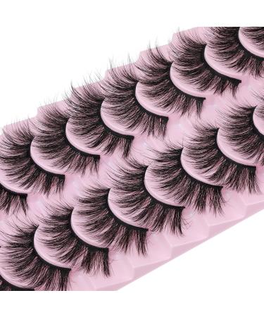 False Eyelashes: Fluffy 20mm Mink Cat Eye Lashes - 10 Pairs Pack for a Natural 5D Curl Wispy Look by EYDEVRO - Buy Online on SooperMarket.com