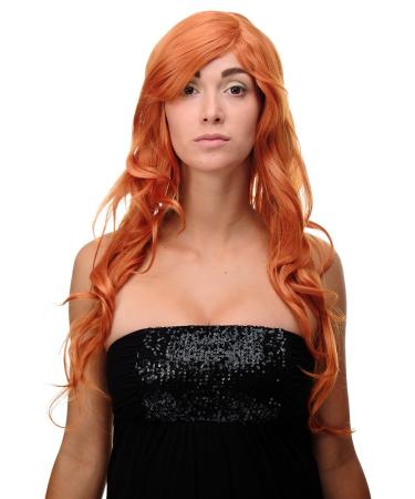 WIG ME UP - Wig with long beautiful curly/wavy hair bangs and side parting orange orange-red approx. 70cm 9204S-T2735