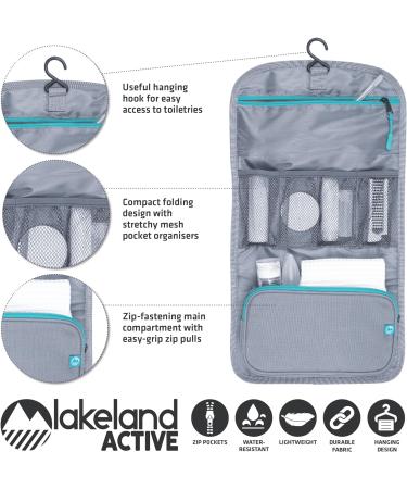Lakeland Active Eskdale Fold Out Hanging Travel Toiletry Bag - Grey | Men & Women's Organizer - Buy Online on SooperMarket.com
