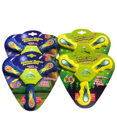 Comet and Meteor Boomerang 4 Pack - Comes with Two Outdoor Meteor Boomerangs and Two Indoor Comet Boomerangs