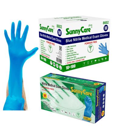 1000/case 8602 SunnyCare 5.0 mil Nitrile Exam Gloves Chemo-Rated (Non Vinyl Latex) Size: Medium Blue